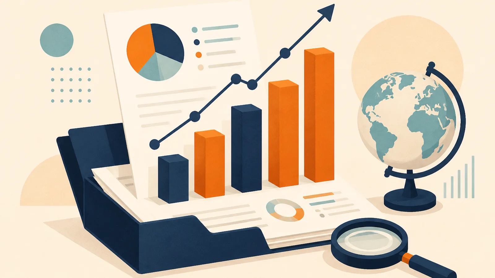 2025 年度回顾主题的日历与地球插画